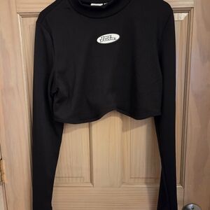 No Fear H&M Collab Ribbed Crop Top Long Sleeve Black XL